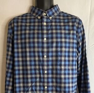 Goodfellow & Co Blue Black Plaid Men's Shirt Slim Size Large P-2700